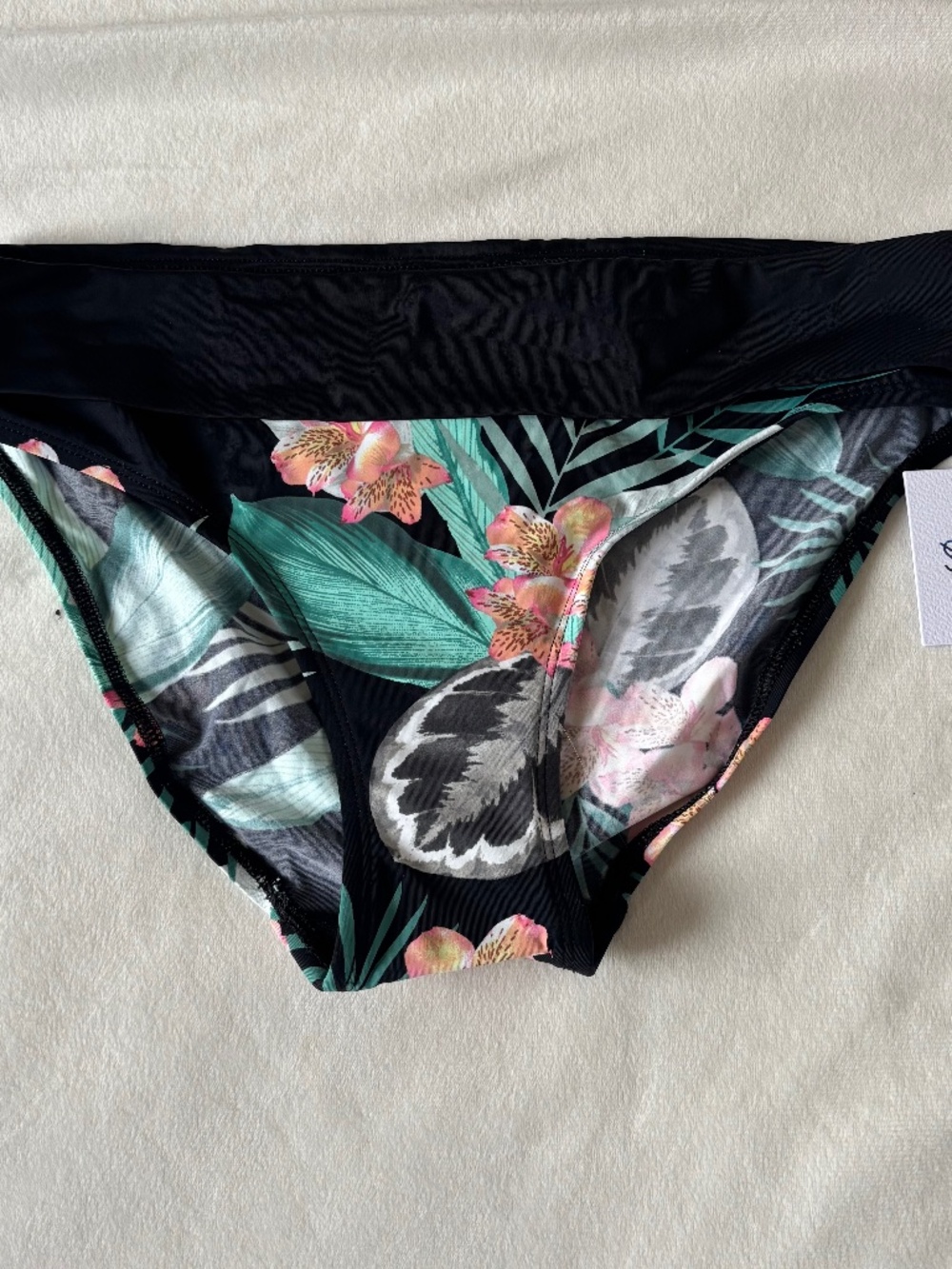 Skye Bikini Bottom Foldover Tropical Flowers Floral Leaves Women's Size XS NWT
